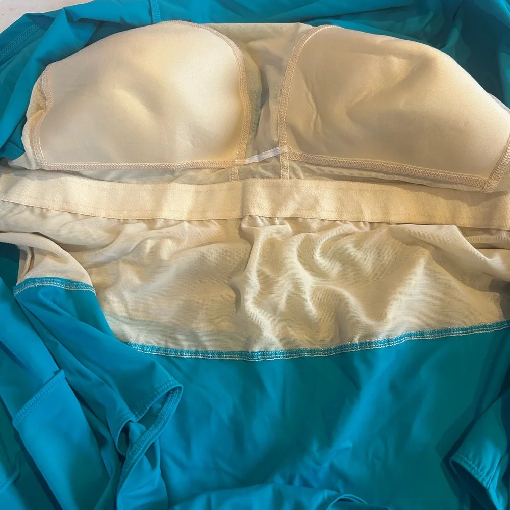 Roaman's Teal and White Swim Dress - Picture 9 of 9